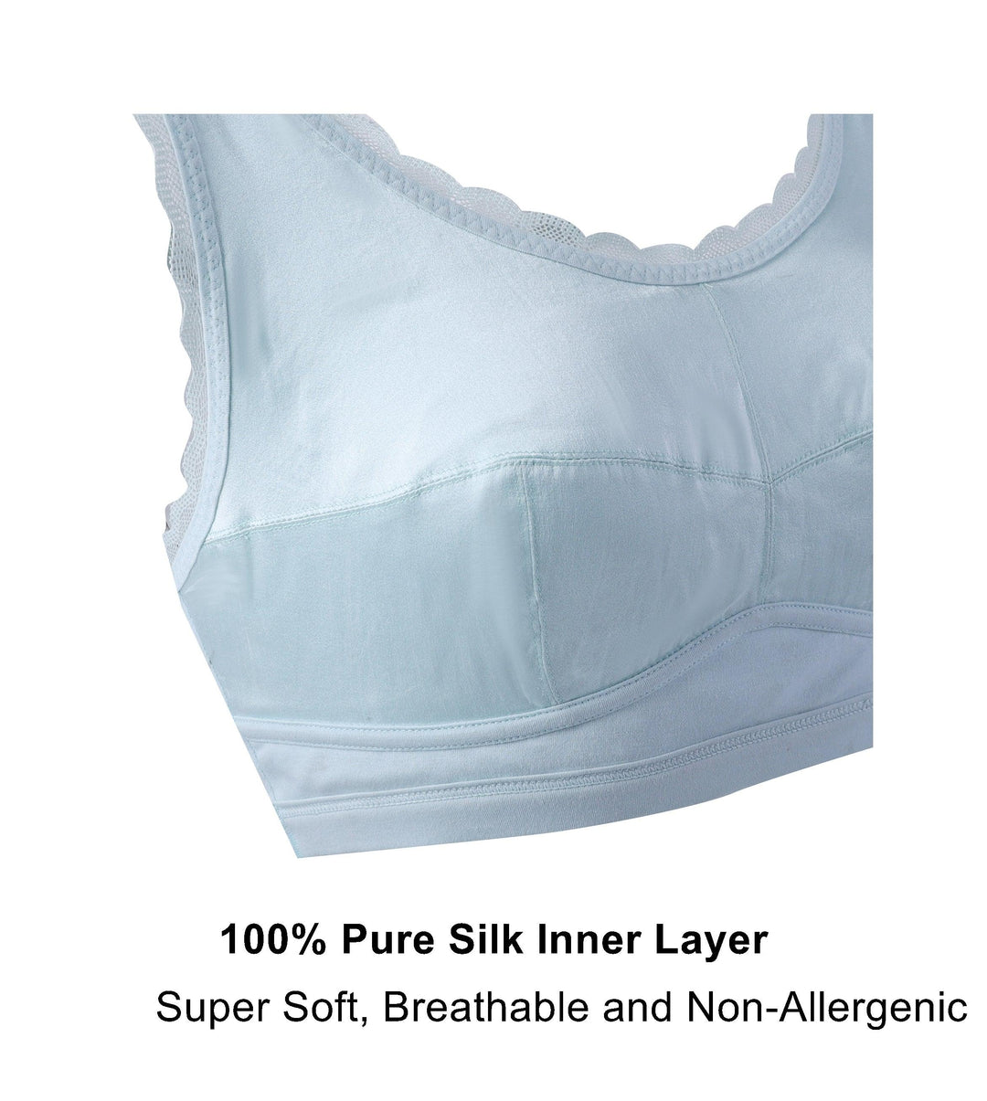 Georgia Silk Back Support Full Coverage Wireless Organic Cotton Bra, view 3 – Juliemay Lingerie