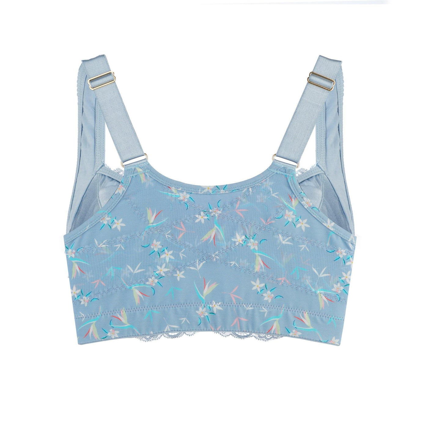 Back Support Silk & Organic Cotton Sports Bra (Floral Spritz & Lily white) - Juliemay Lingerie