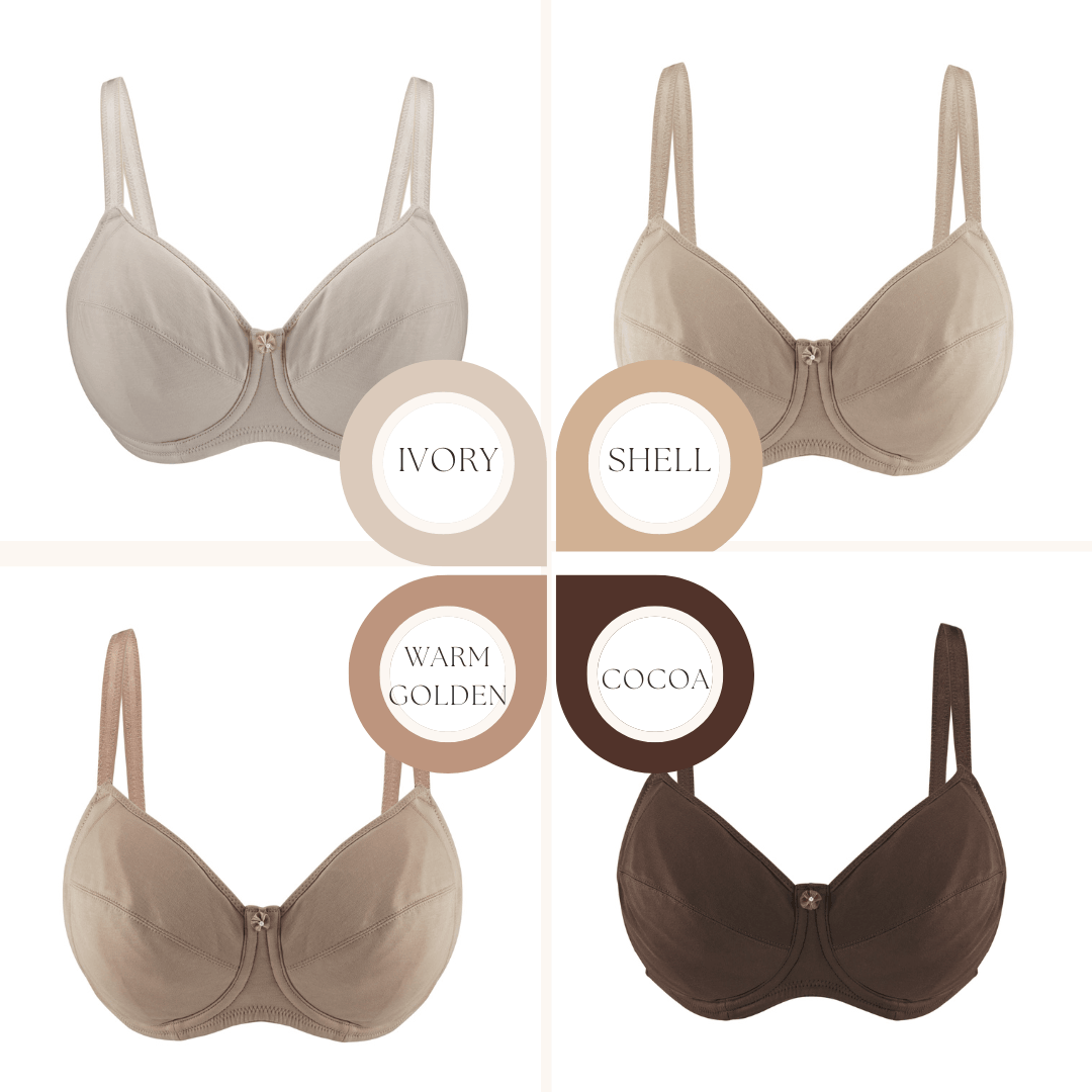 Shell Underwired Silk and Organic Cotton Full Cup Bra with removable paddings, fabric and comfort features