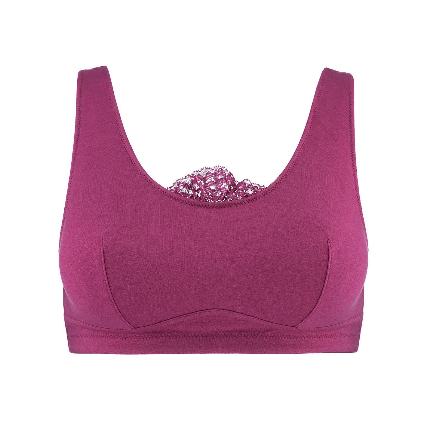 Fuchsia - Silk Back Support Full Coverage Wireless Organic Cotton Bra - Juliemay Lingerie