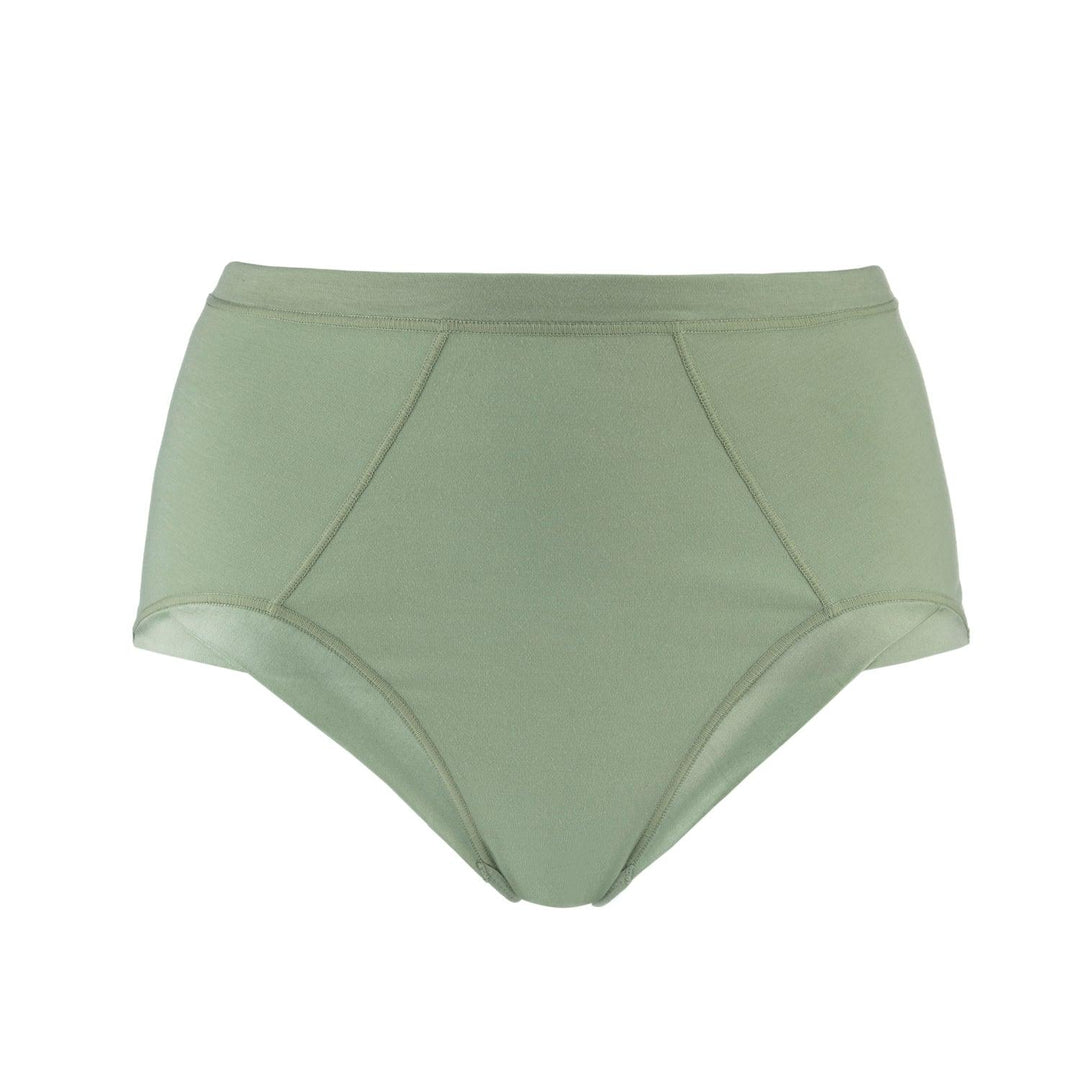 Marrow High Waisted Silk and Organic Cotton Full Brief in Aspen Green – Juliemay Lingerie