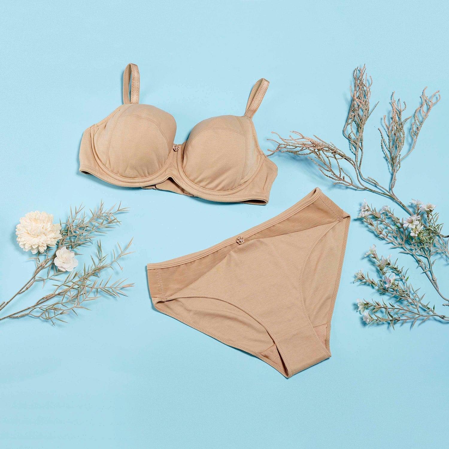 Shell-Underwired Silk & Organic Cotton Full Cup Bra with removable paddings - Juliemay Lingerie